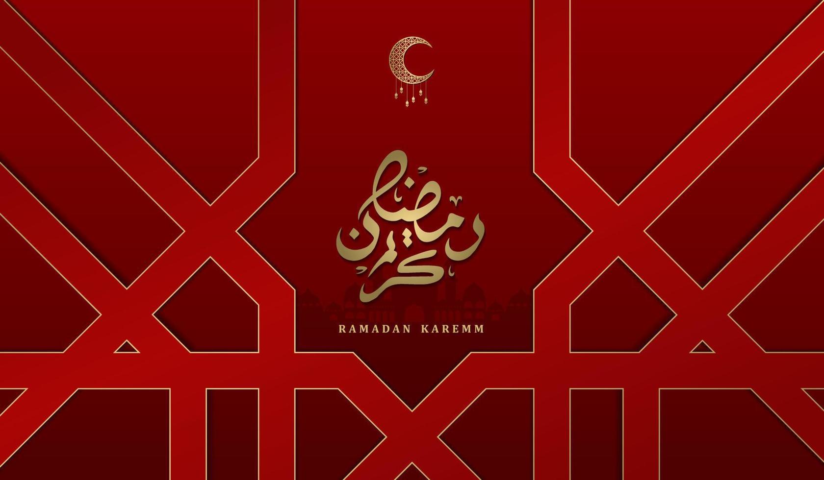 Islamitisch groet Ramadan kareem kaart plein achtergrond rood goud kleur ontwerp voor Islamitisch partij vector