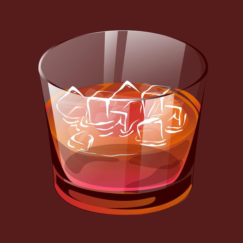 elegant glas van whisky met ijs vector illustratie