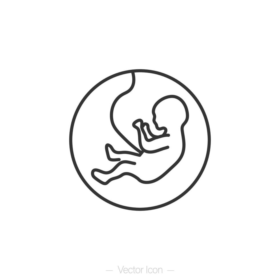 baby in de baarmoeder. foetus lijn symbool, embryo ontwikkeling geïsoleerd icoon. vector illustratie.