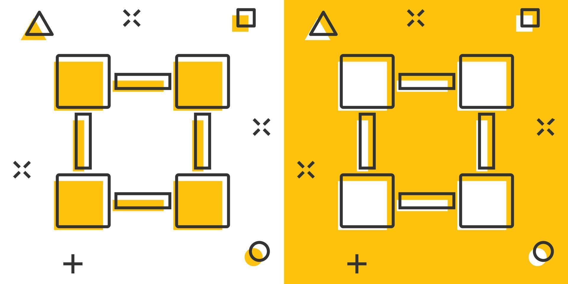 vector tekenfilm blockchain technologie icoon in grappig stijl. geheimschrift kubus blok concept illustratie pictogram. blockchain algoritme bedrijf plons effect concept.