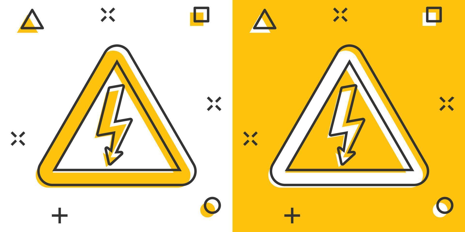 vector tekenfilm hoog Spanning Gevaar icoon in grappig stijl. Gevaar elektriciteit teken illustratie pictogram. hoog Spanning bedrijf plons effect concept.