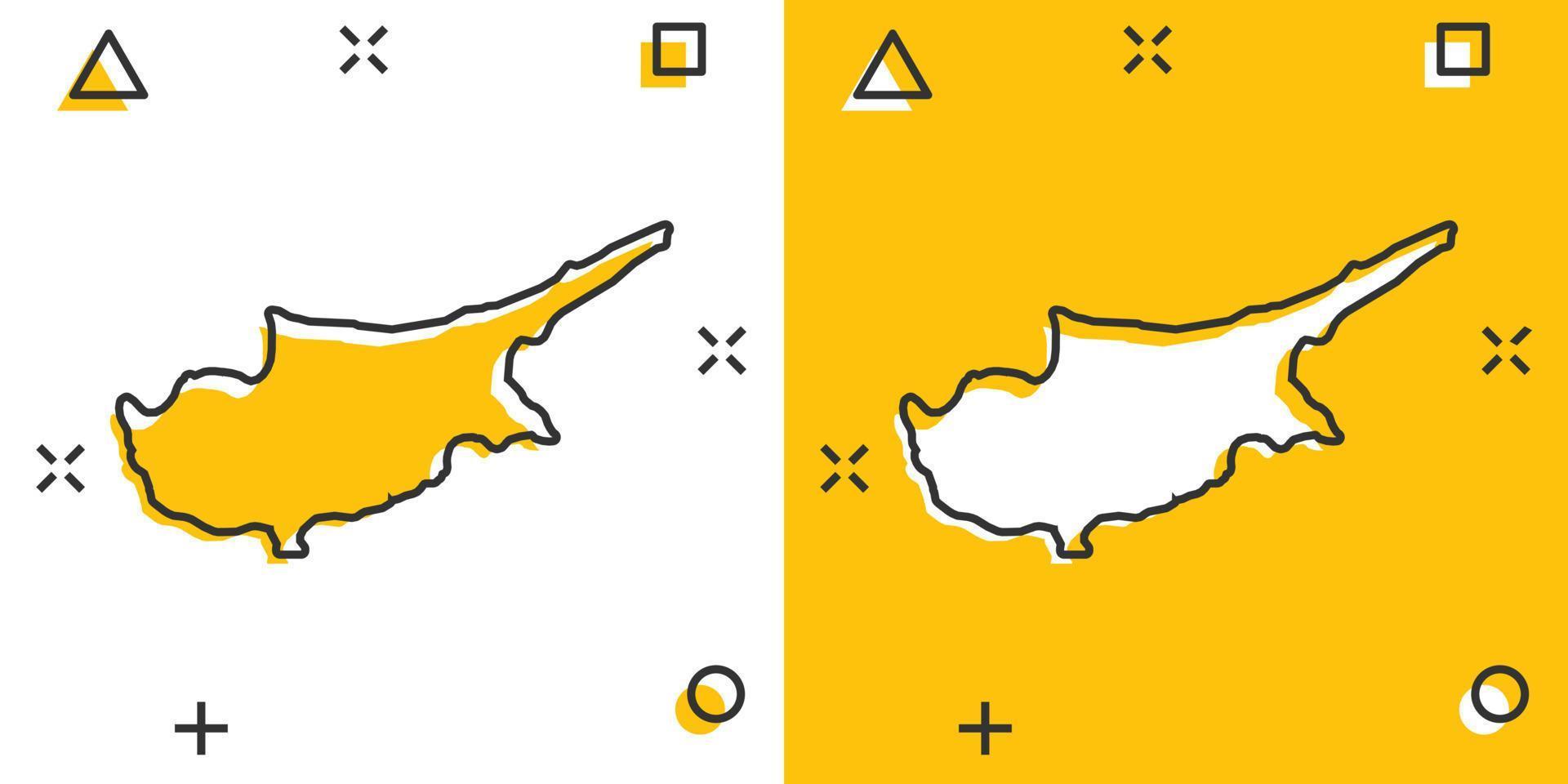 vector tekenfilm Cyprus kaart icoon in grappig stijl. Cyprus teken illustratie pictogram. cartografie kaart bedrijf plons effect concept.