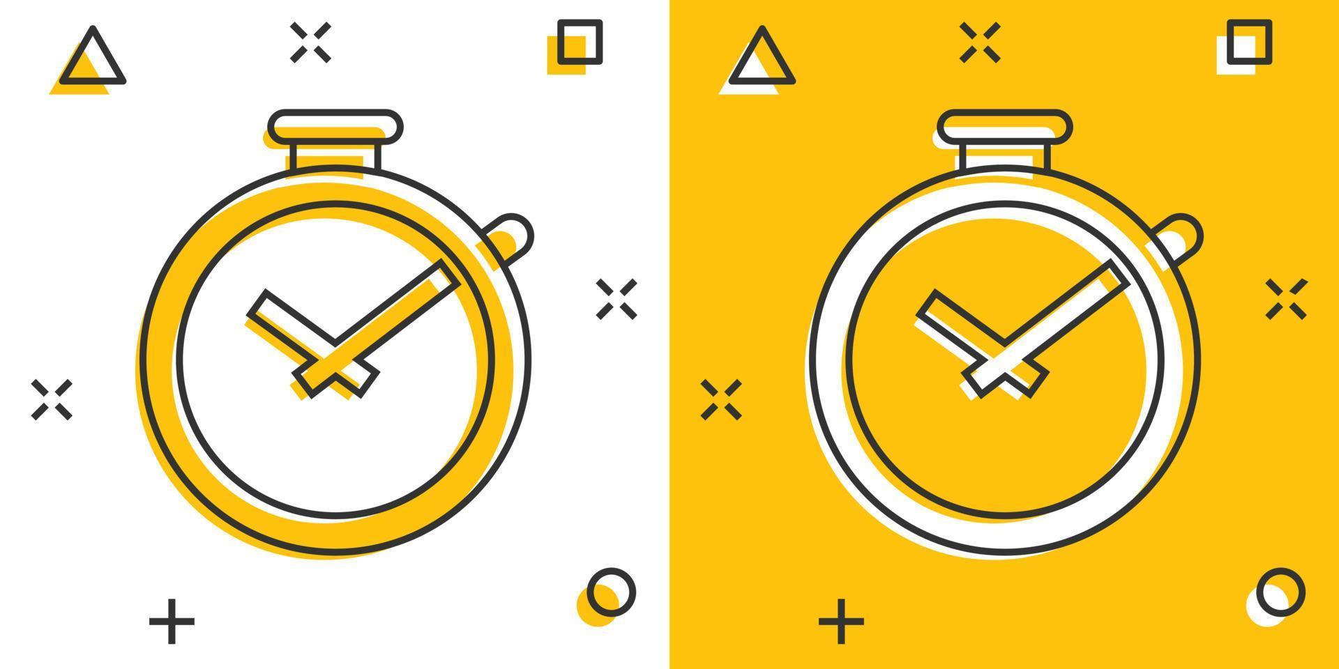 vector tekenfilm klok timer icoon in grappig stijl. tijd alarm concept illustratie pictogram. stopwatch klok bedrijf plons effect concept.