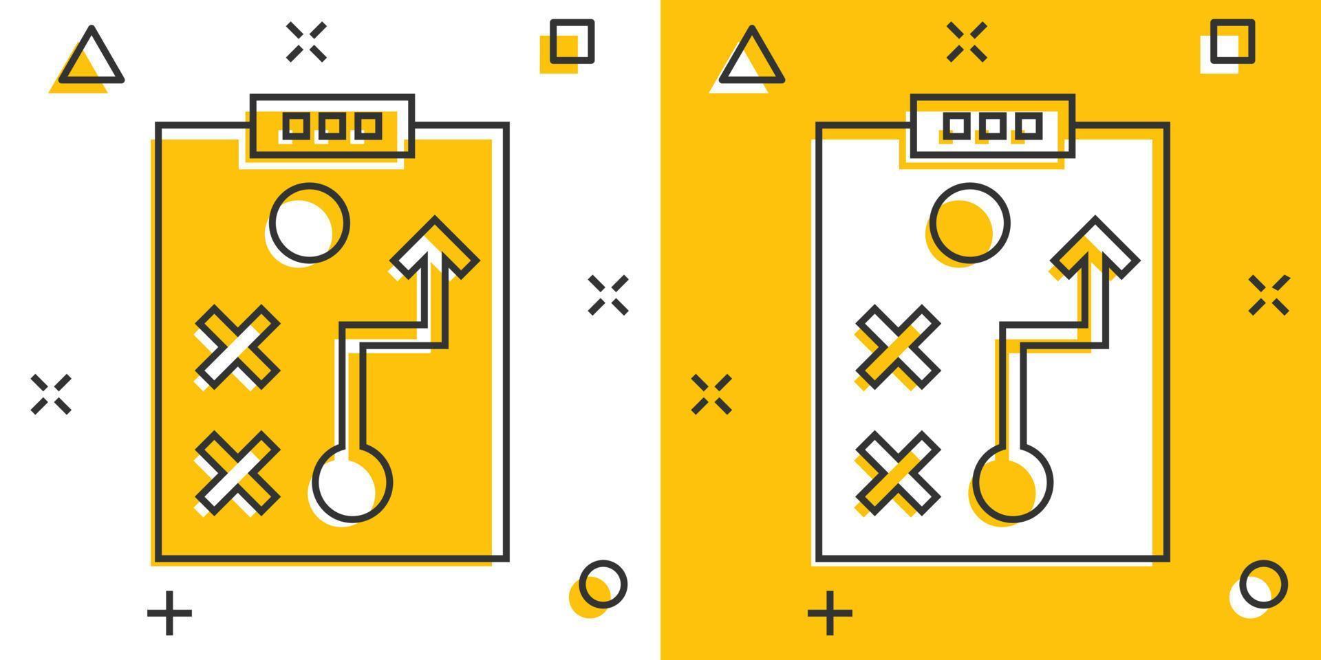 vector tekenfilm tactisch plan document icoon in grappig stijl. strategie concept illustratie pictogram. document bedrijf plons effect concept.