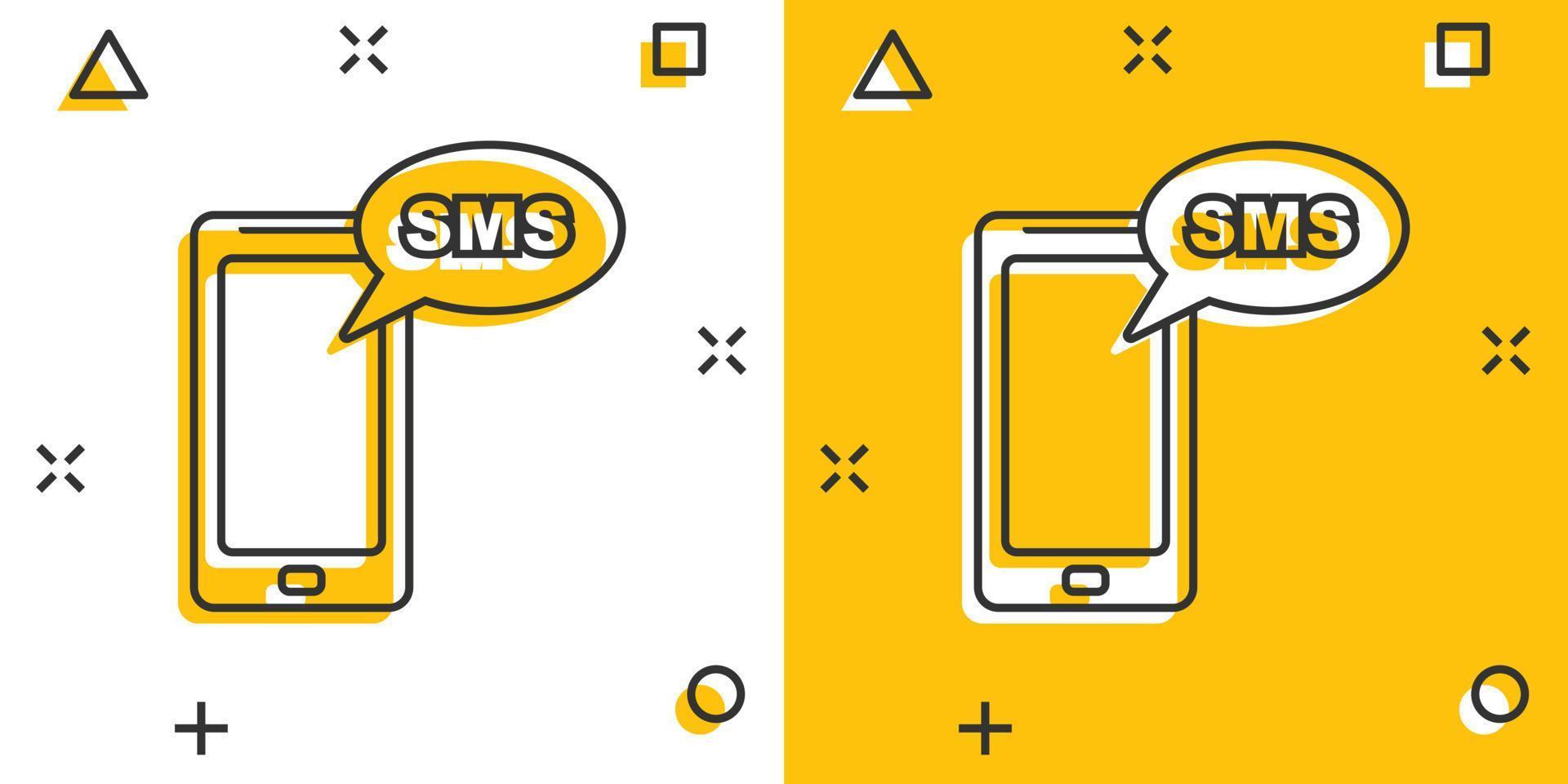 tekenfilm smartphone met bericht icoon in grappig stijl. mobiel telefoon illustratie pictogram. smartphone plons concept. vector