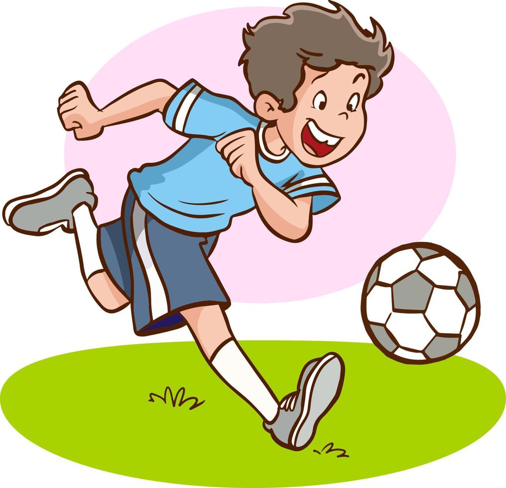 jongen spelen Amerikaans voetbal tekenfilm vector