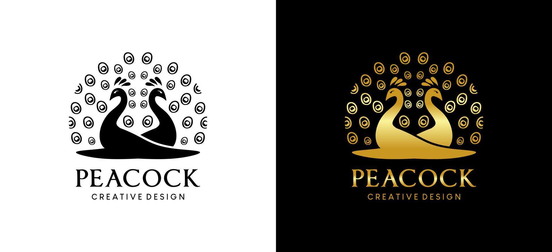 Pauw logo ontwerp in creatief luxe silhouet stijl vector