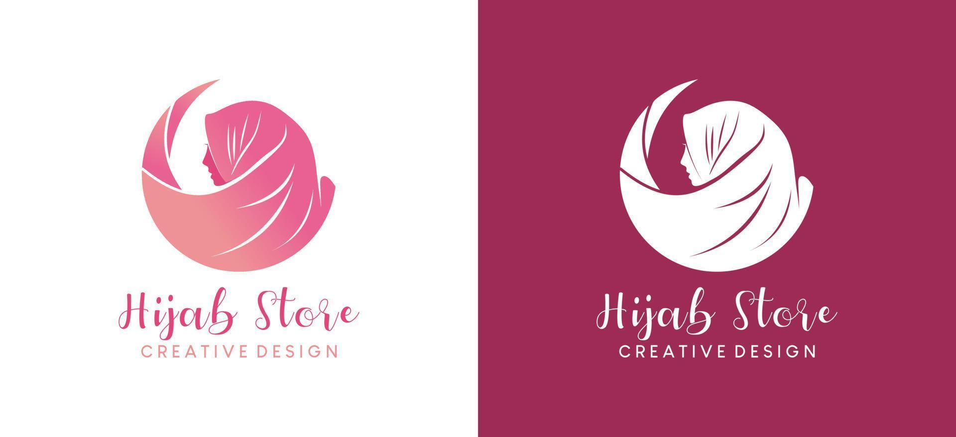 hijab logo ontwerp, hijab boetiek, hijab mode en hijab schoonheid met een gemakkelijk concept vector