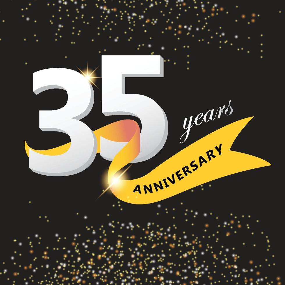 35 jaren verjaardag logo met verjaardag lint vector