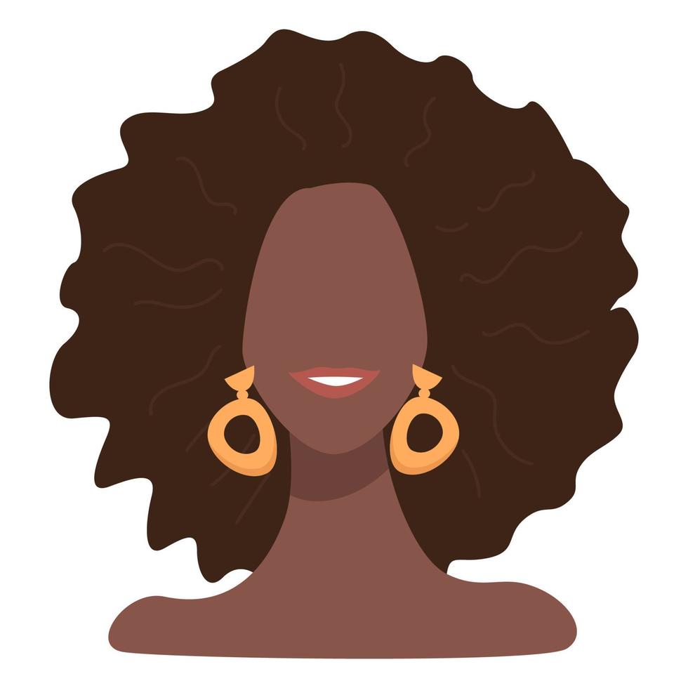 elegant afro Amerikaans vrouw karakter met accent oorbellen vector