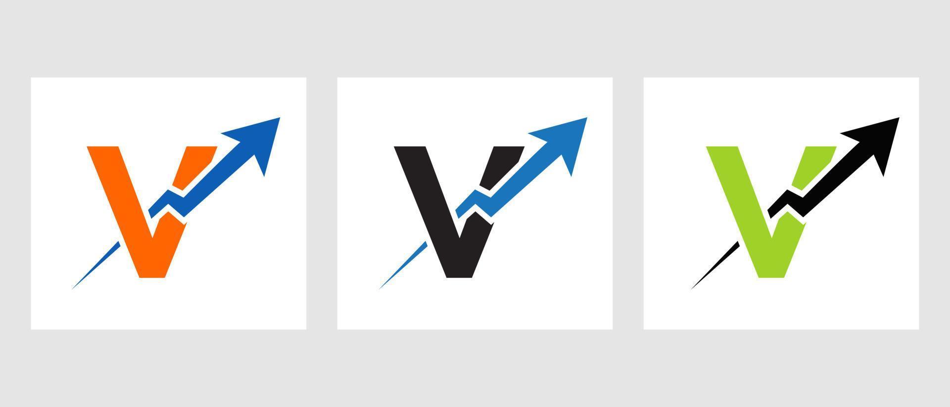 brief v financiën logo concept met groei pijl symbool vector