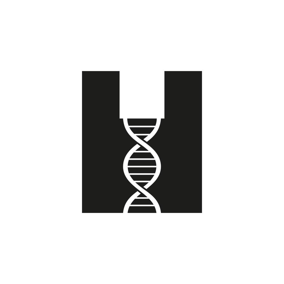 eerste brief h dna logo concept voor biotechnologie, gezondheidszorg en geneeskunde identiteit vector sjabloon