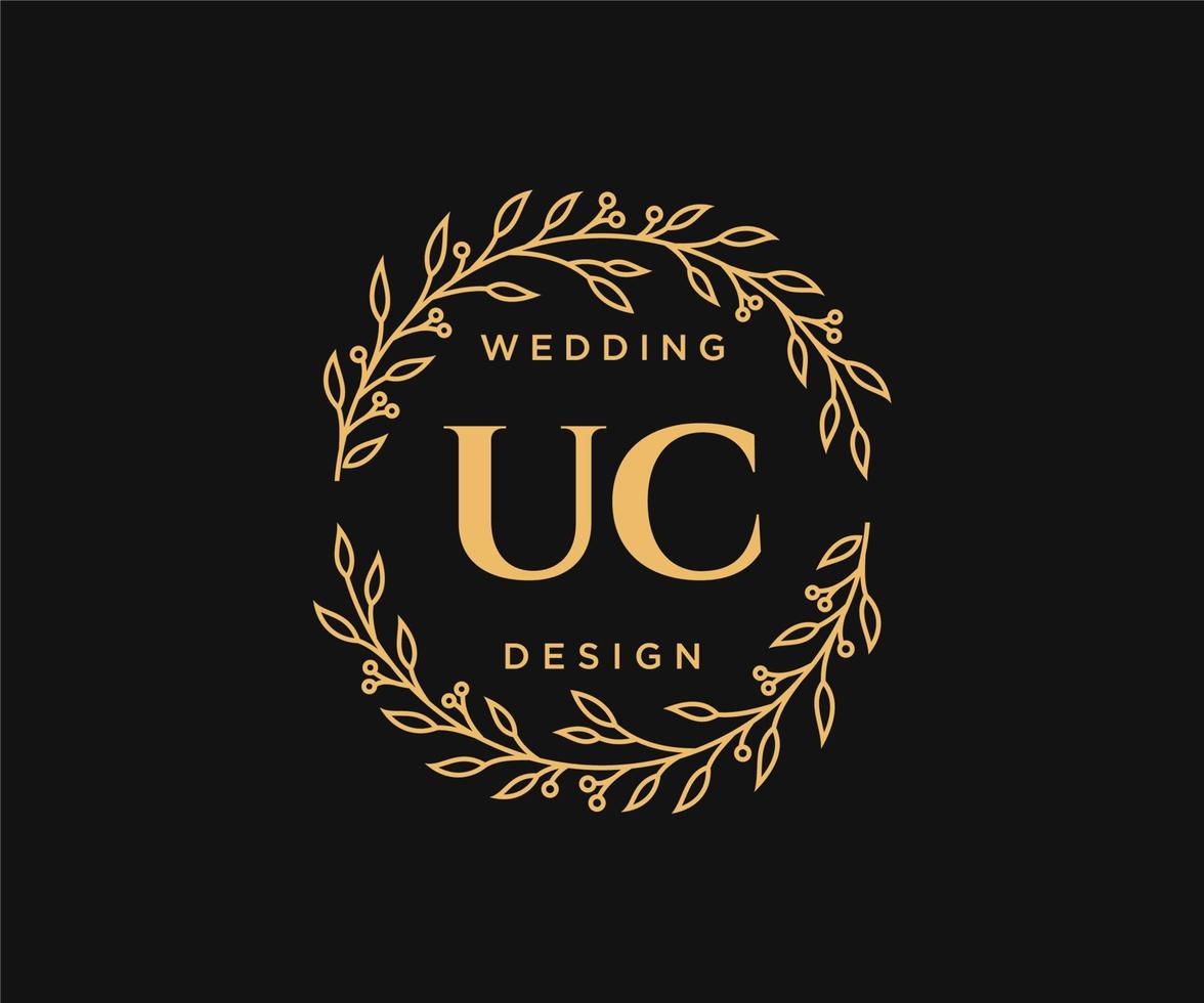 uc initialen brief bruiloft monogram logos verzameling, hand- getrokken modern minimalistisch en bloemen Sjablonen voor uitnodiging kaarten, opslaan de datum, elegant identiteit voor restaurant, boetiek, cafe in vector