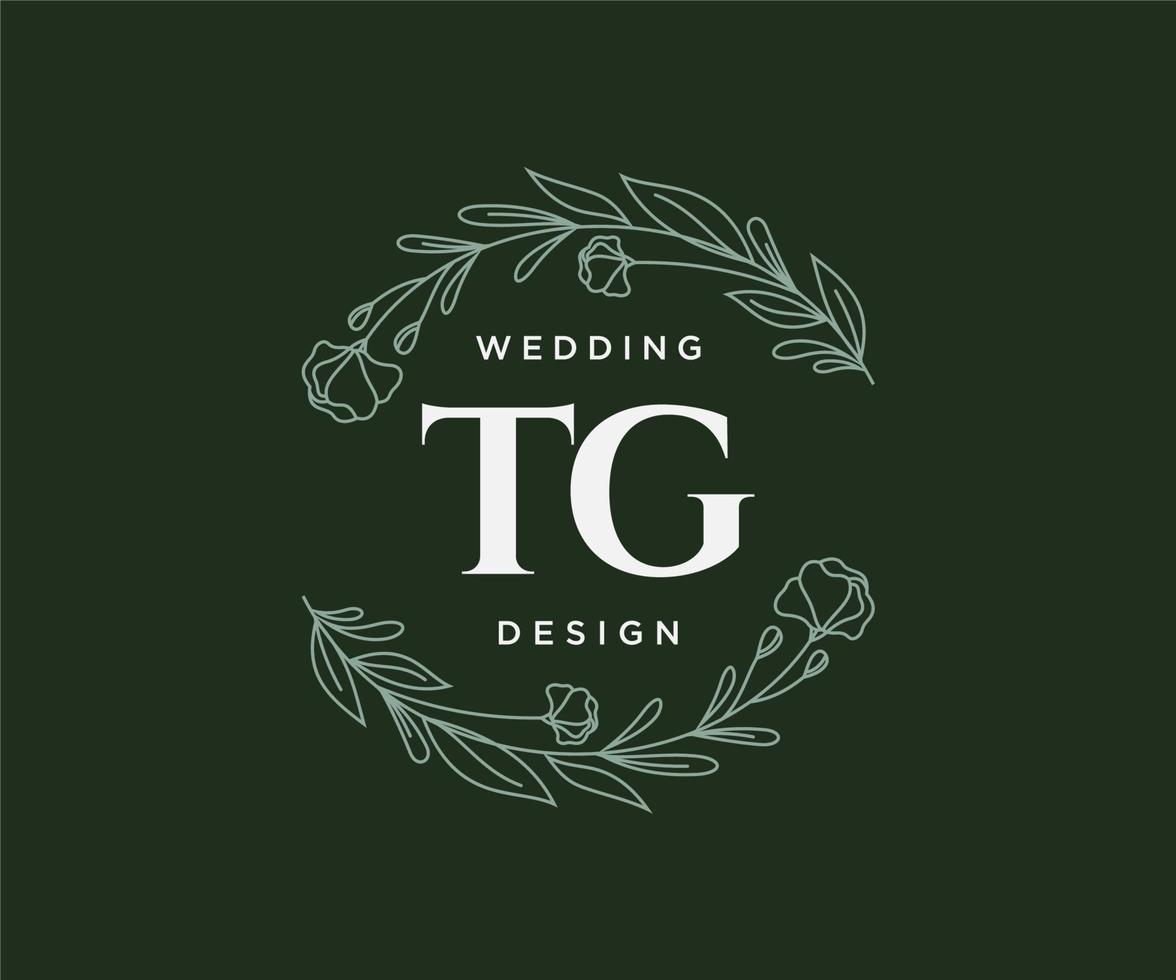 tg initialen brief bruiloft monogram logos verzameling, hand- getrokken modern minimalistisch en bloemen Sjablonen voor uitnodiging kaarten, opslaan de datum, elegant identiteit voor restaurant, boetiek, cafe in vector