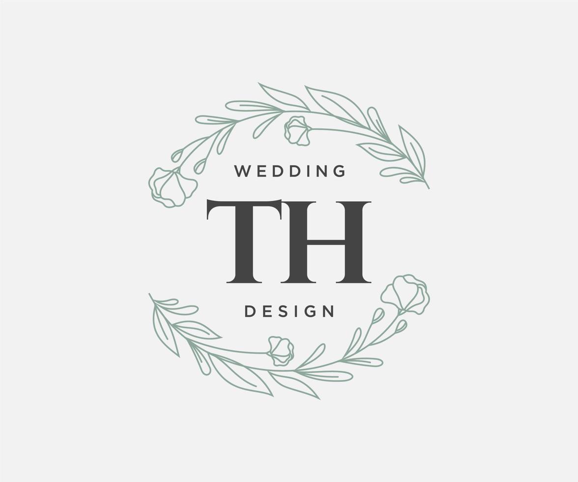 th initialen brief bruiloft monogram logos verzameling, hand- getrokken modern minimalistisch en bloemen Sjablonen voor uitnodiging kaarten, opslaan de datum, elegant identiteit voor restaurant, boetiek, cafe in vector