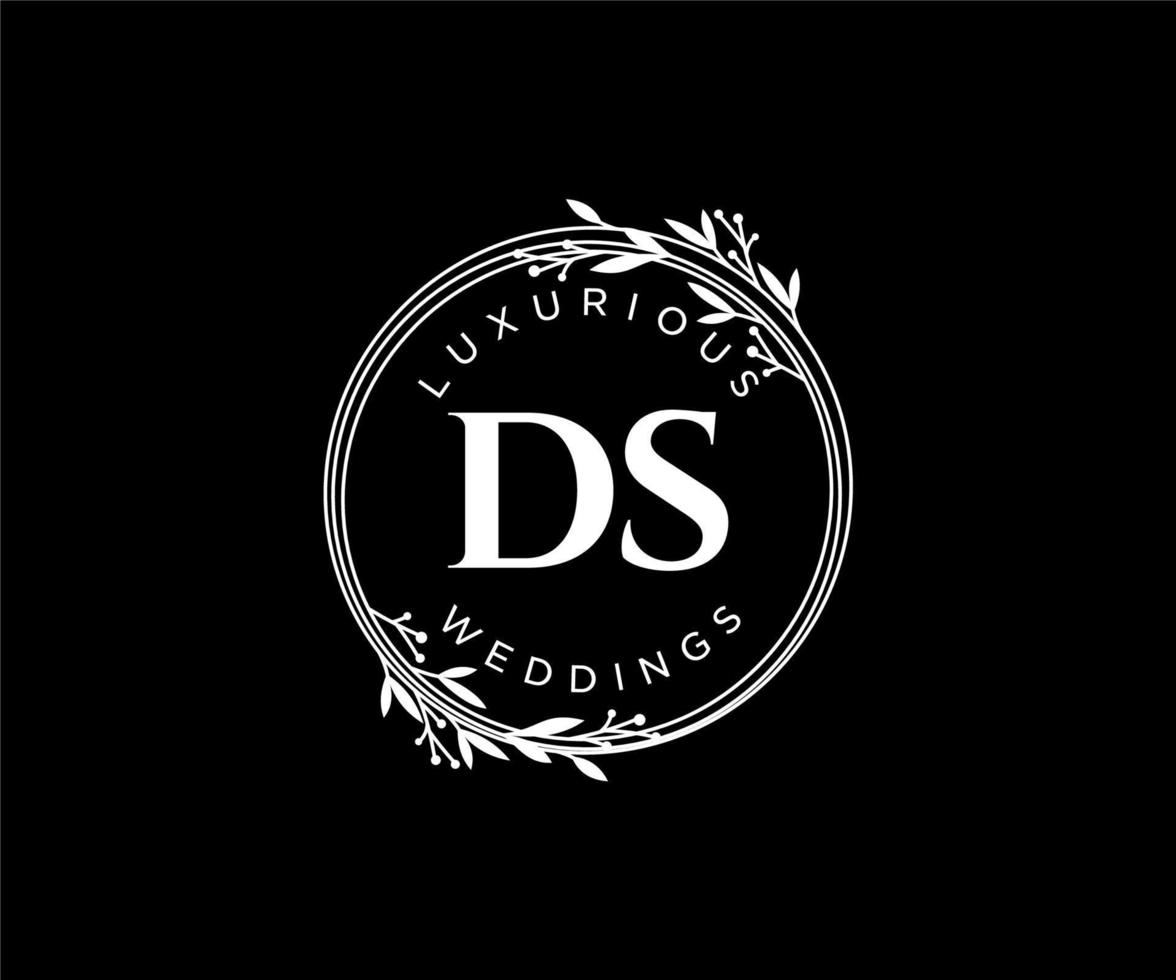 ds initialen brief bruiloft monogram logos sjabloon, hand- getrokken modern minimalistisch en bloemen Sjablonen voor uitnodiging kaarten, opslaan de datum, elegant identiteit. vector