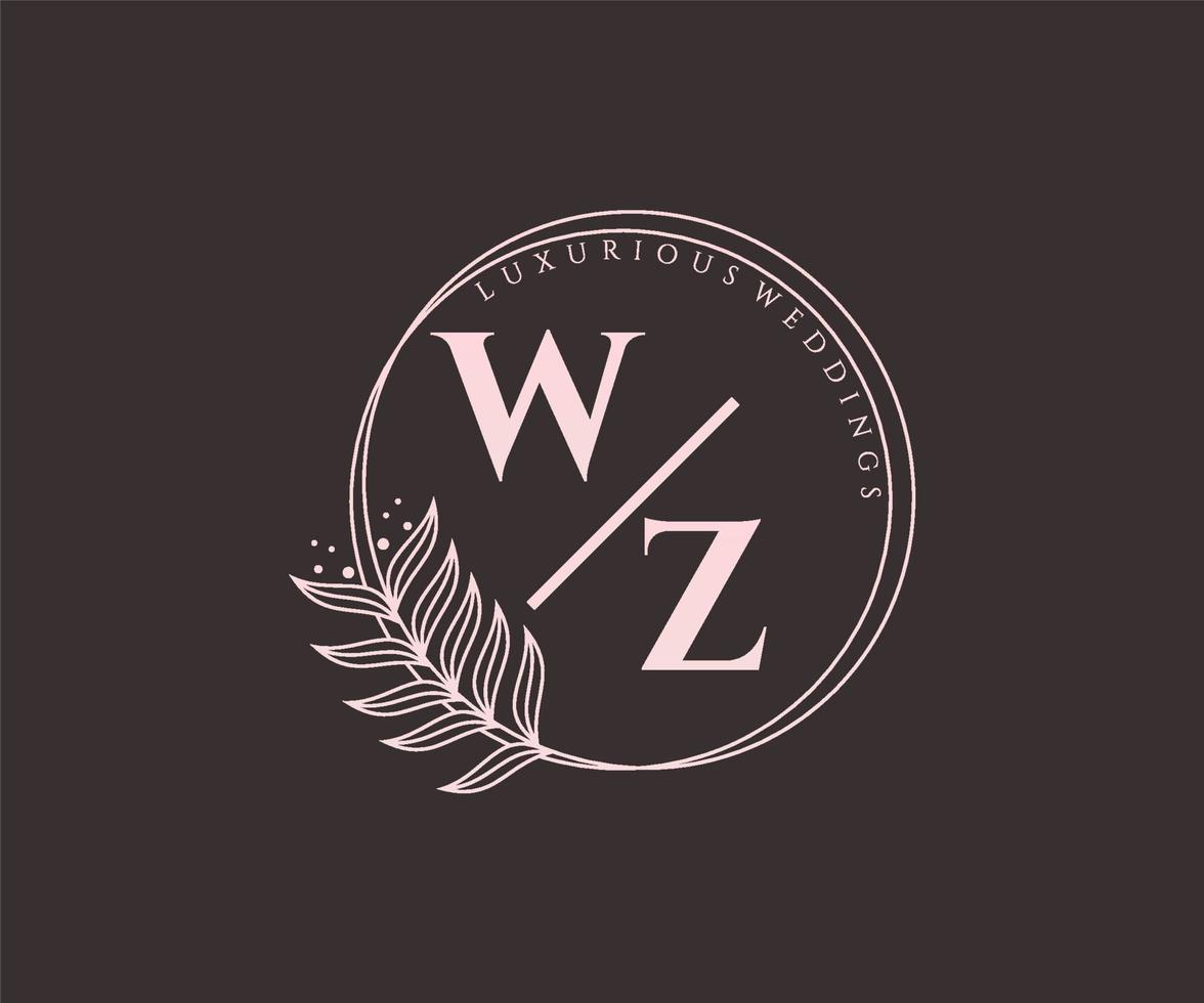 wz initialen brief bruiloft monogram logos sjabloon, hand- getrokken modern minimalistisch en bloemen Sjablonen voor uitnodiging kaarten, opslaan de datum, elegant identiteit. vector