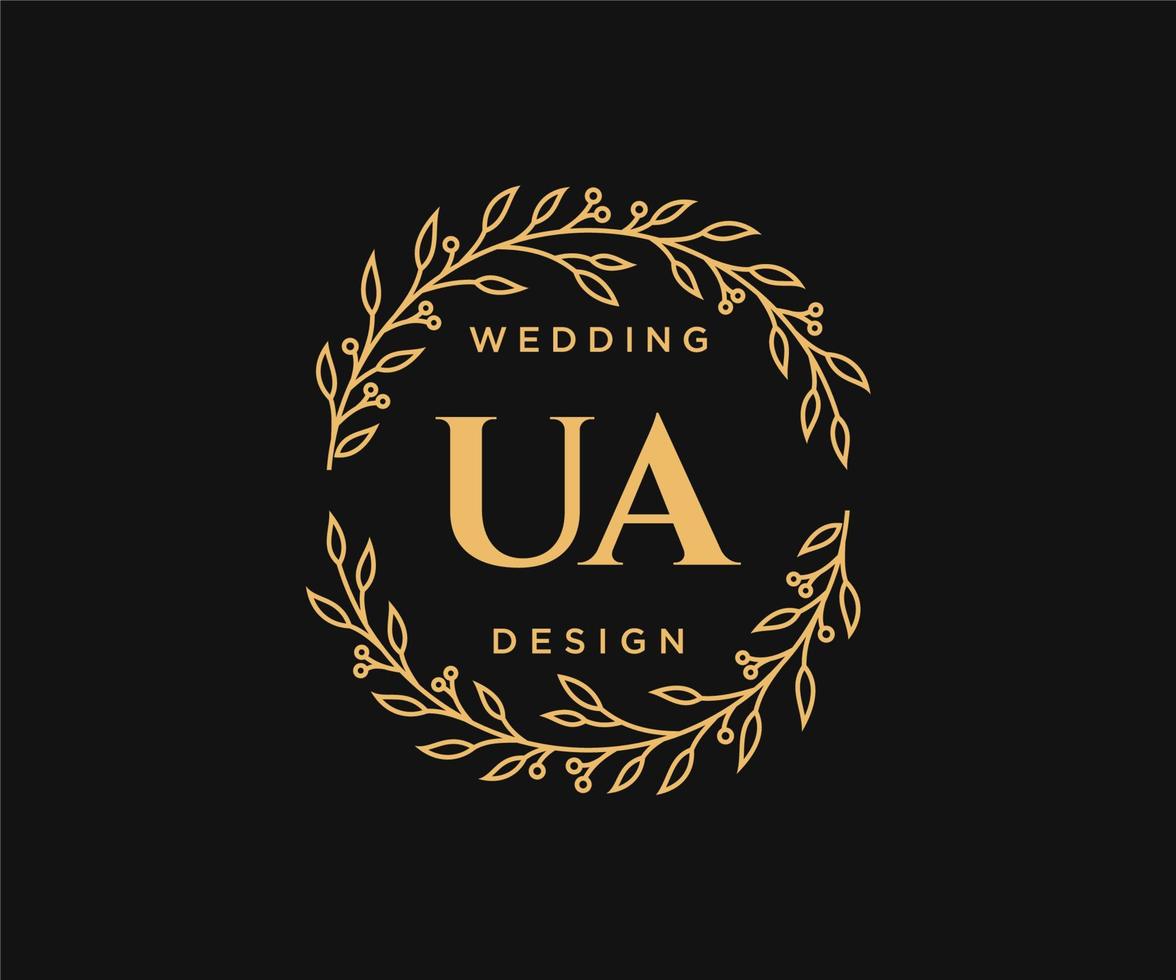 ua initialen brief bruiloft monogram logos verzameling, hand- getrokken modern minimalistisch en bloemen Sjablonen voor uitnodiging kaarten, opslaan de datum, elegant identiteit voor restaurant, boetiek, cafe in vector