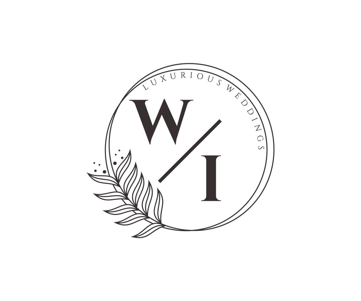 wi initialen brief bruiloft monogram logos sjabloon, hand- getrokken modern minimalistisch en bloemen Sjablonen voor uitnodiging kaarten, opslaan de datum, elegant identiteit. vector