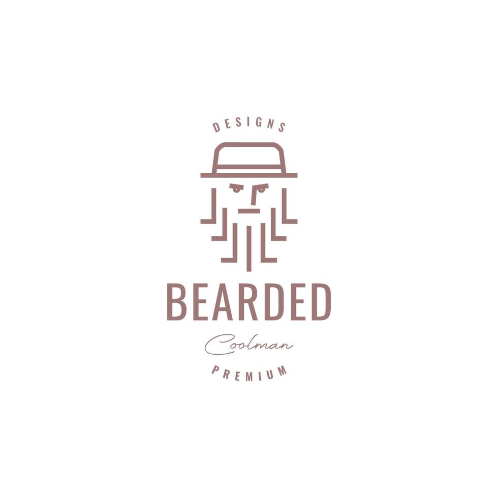 lang gebaard Mens bedrijf hoed mascotte karakter minimaal hipster logo ontwerp vector icoon illustratie sjabloon