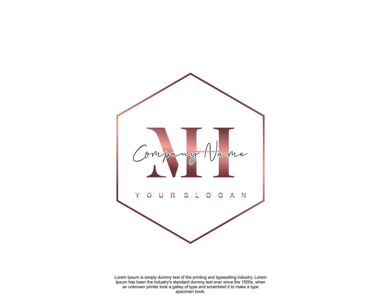 eerste mh vrouwelijk logo schoonheid monogram en elegant logo ontwerp, handschrift logo van eerste handtekening, bruiloft, mode, bloemen en botanisch met creatief sjabloon vector
