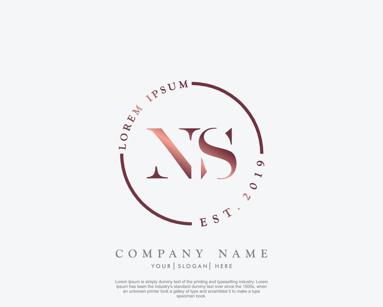 eerste brief NS vrouwelijk logo schoonheid monogram en elegant logo ontwerp, handschrift logo van eerste handtekening, bruiloft, mode, bloemen en botanisch met creatief sjabloon vector