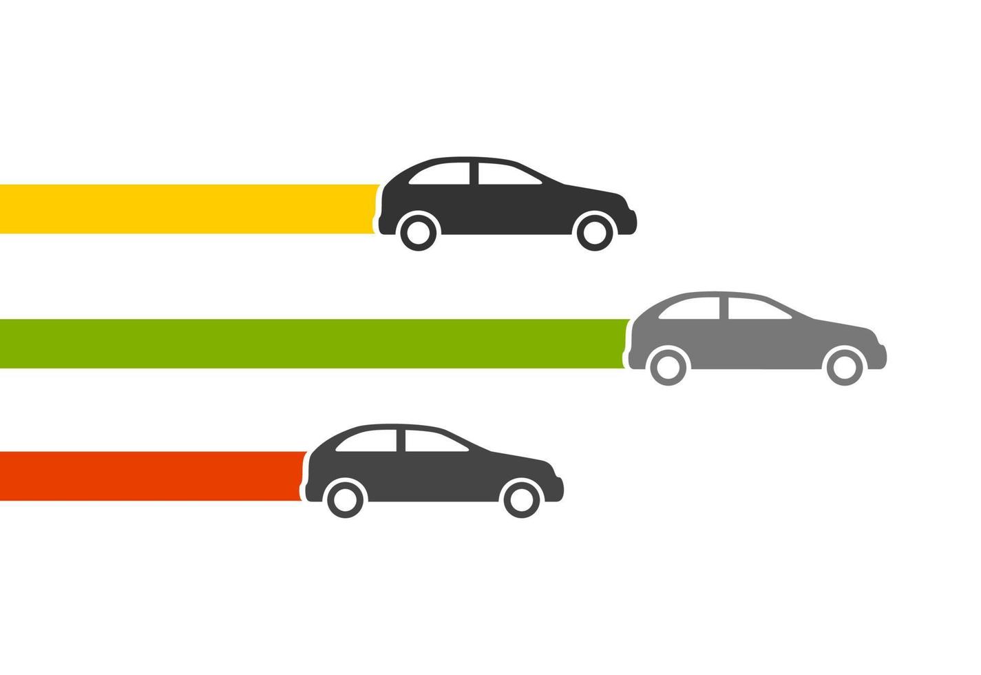 drie auto's Aan de weg. vector illustratie
