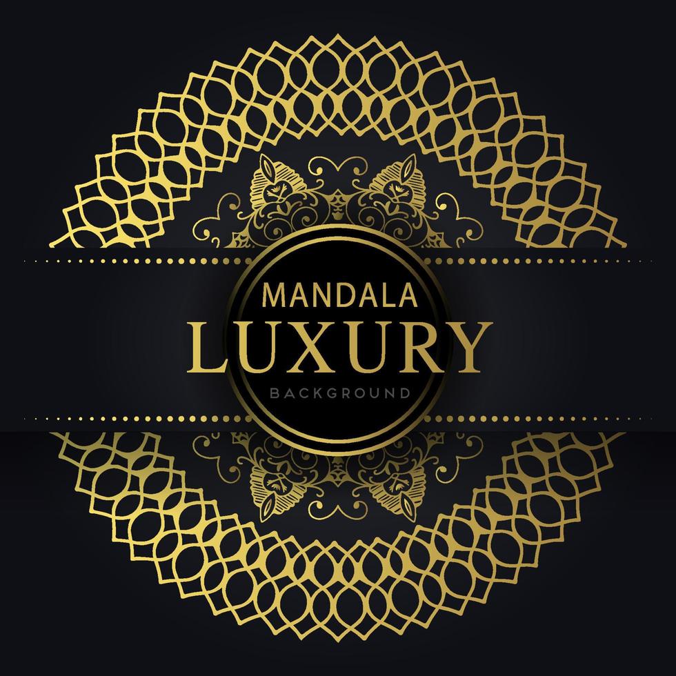 luxe mandala gouden met een zwart achtergrond elegant ontwerp voor verjaardag uitnodiging henna- vector