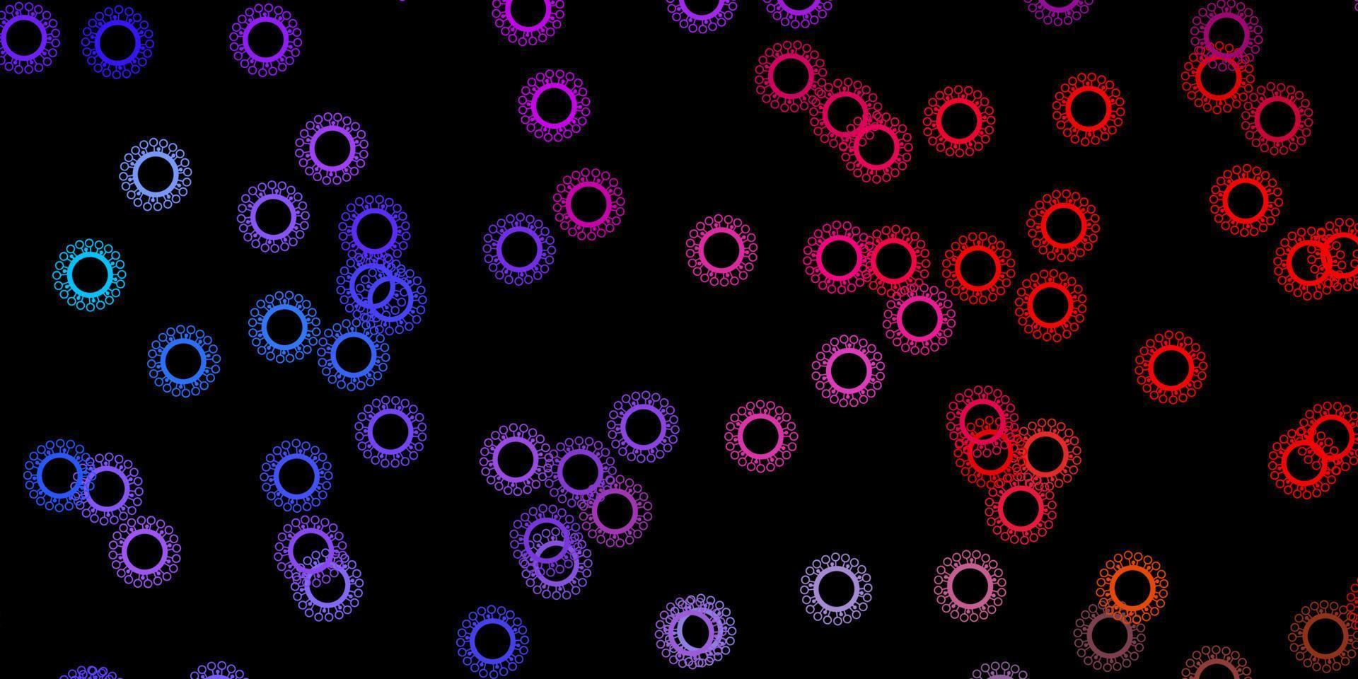 donkerblauw, geel vectorpatroon met coronaviruselementen. vector