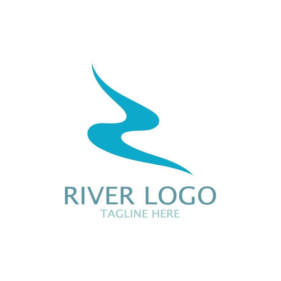 logos van rivieren, kreken, rivieroevers en stromen, zijrivieren, rivieroevers met een combinatie van bergen en agrarisch land- met een modern en gemakkelijk minimalistische vector ontwerp concept