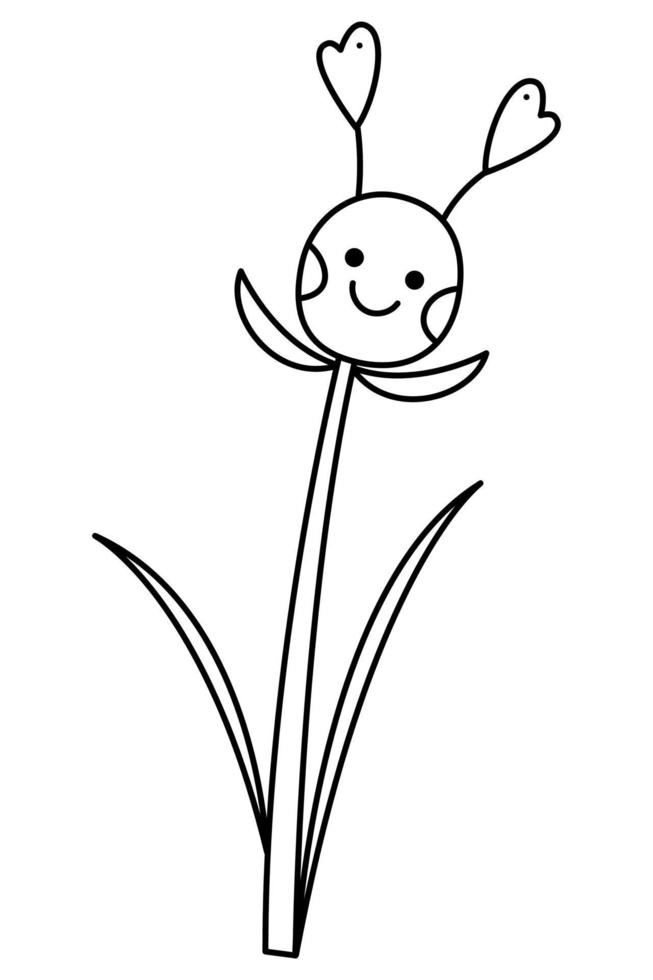 bloem karakter abstract tekening seconde. hand- getrokken schets vector illustratie.