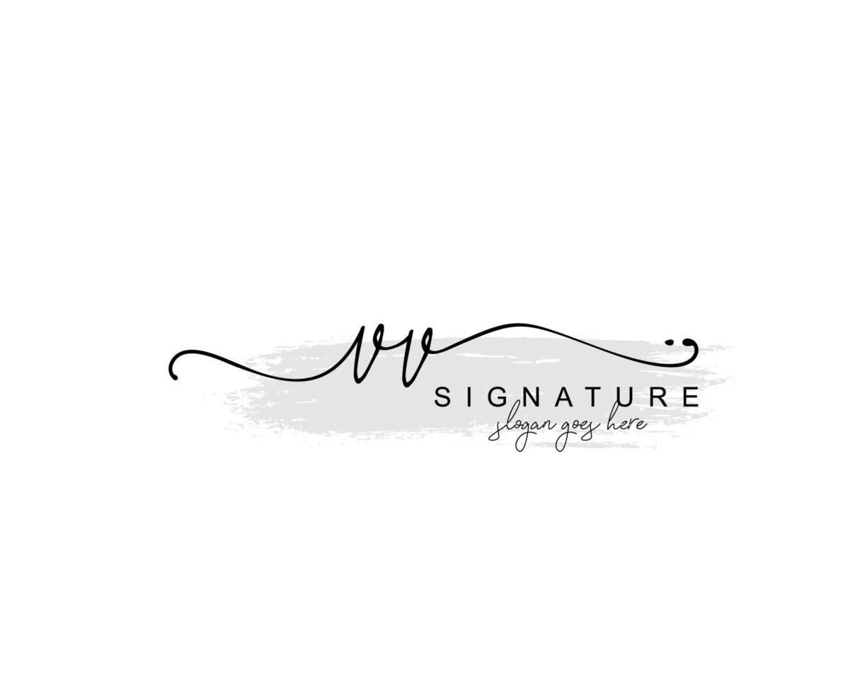 eerste vv schoonheid monogram en elegant logo ontwerp, handschrift logo van eerste handtekening, bruiloft, mode, bloemen en botanisch met creatief sjabloon. vector