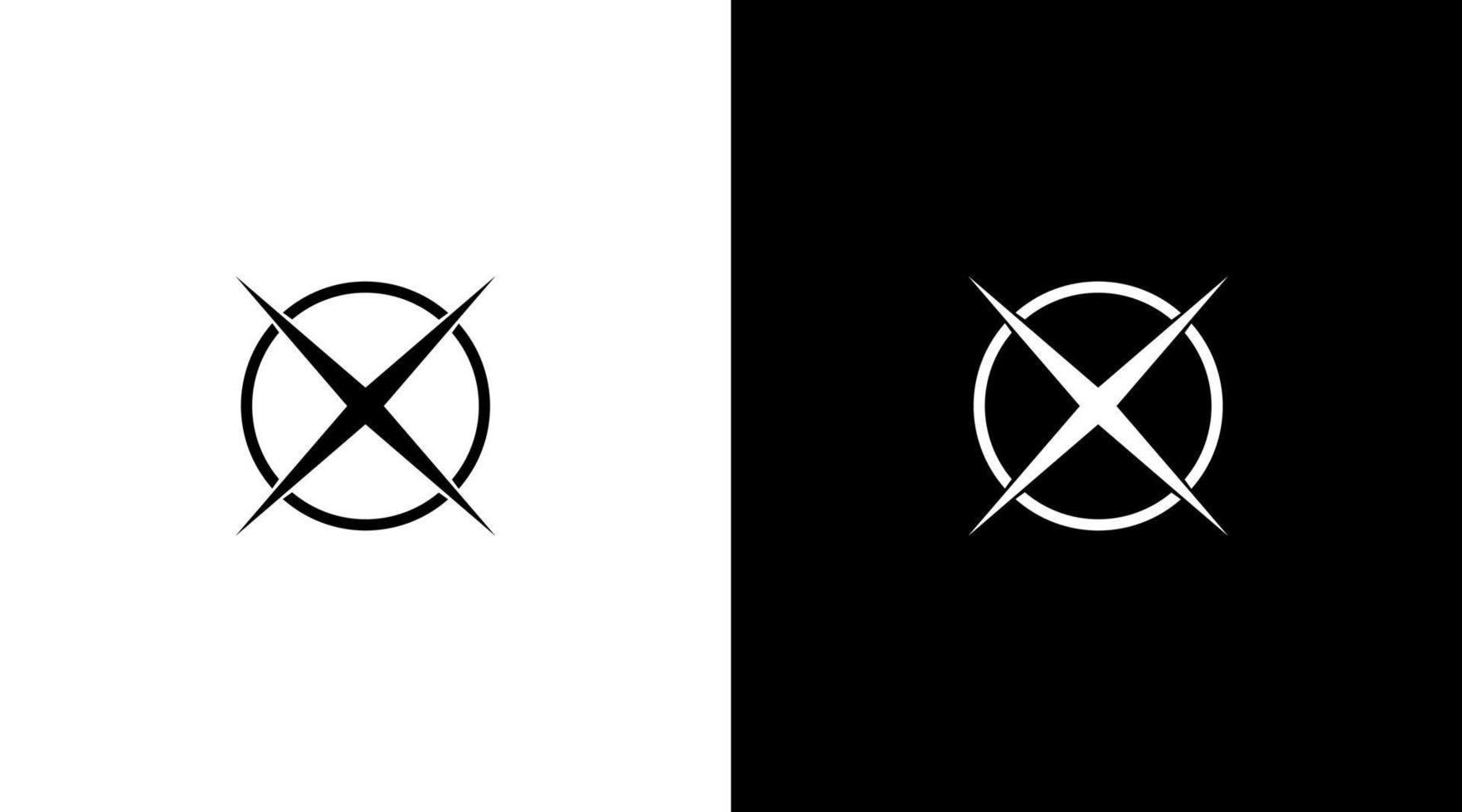 het schieten doelwit logo monogram X eerste brief zwart en wit icoon illustratie stijl ontwerpen Sjablonen vector