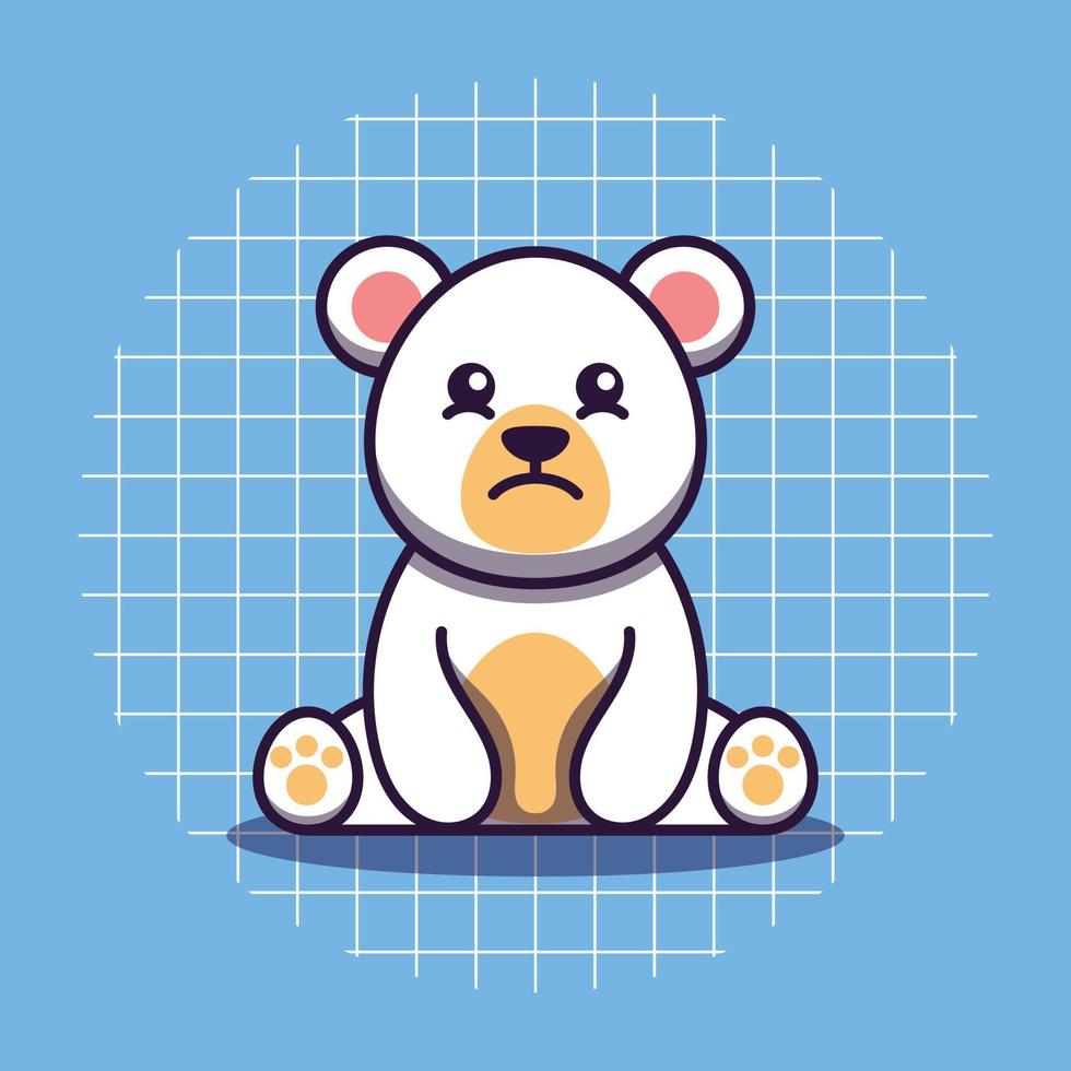 schattig polair beer karakter met verdrietig uitdrukking tekenfilm icoon illustratie vector