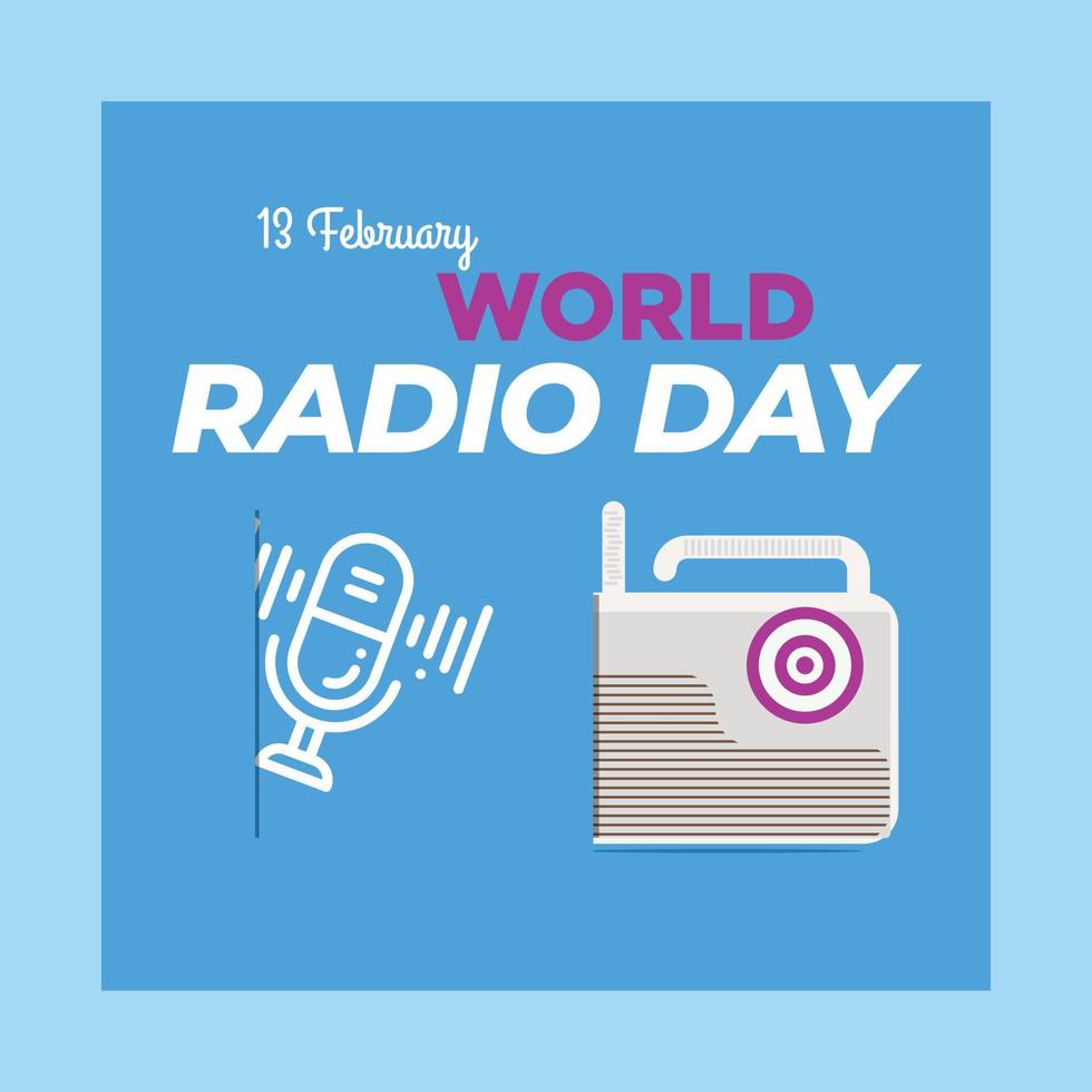 wereld radio dag . wereld radio dag banners . sociaal media post .vrij wereld radio dag banners . vector