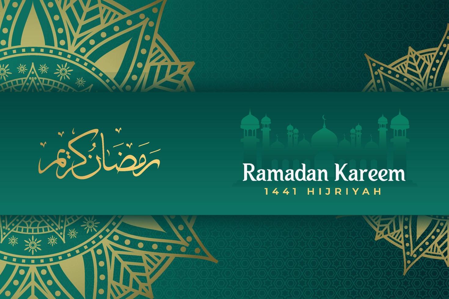 Ramadan kareem met luxe mandala achtergrond premie vector