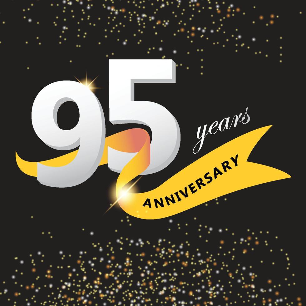 95 jaren verjaardag logo met verjaardag lint vector