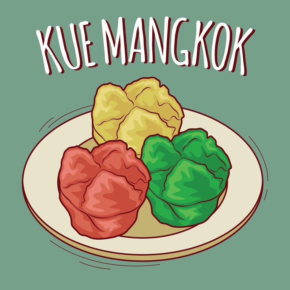 kue mangkok illustratie Indonesisch voedsel met tekenfilm stijl vector