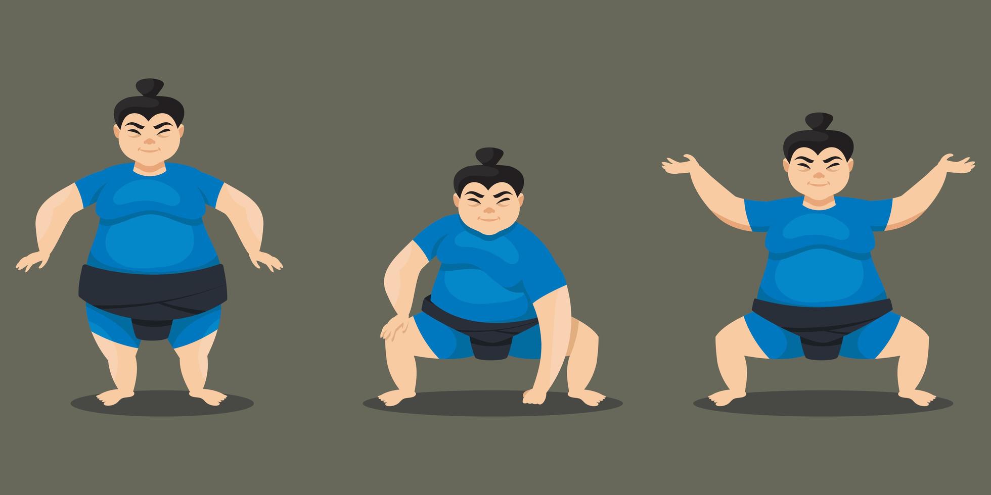 sumoworstelaar in verschillende poses. vector