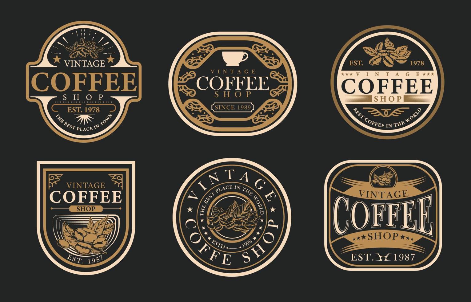 wijnoogst koffie logo reeks vector