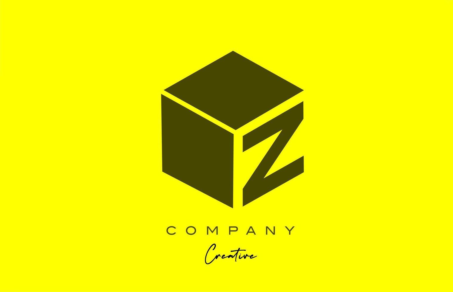 geel zwart z brief alfabet brief logo icoon ontwerp. creatief kubus ontwerp sjabloon voor bedrijf en bedrijf vector