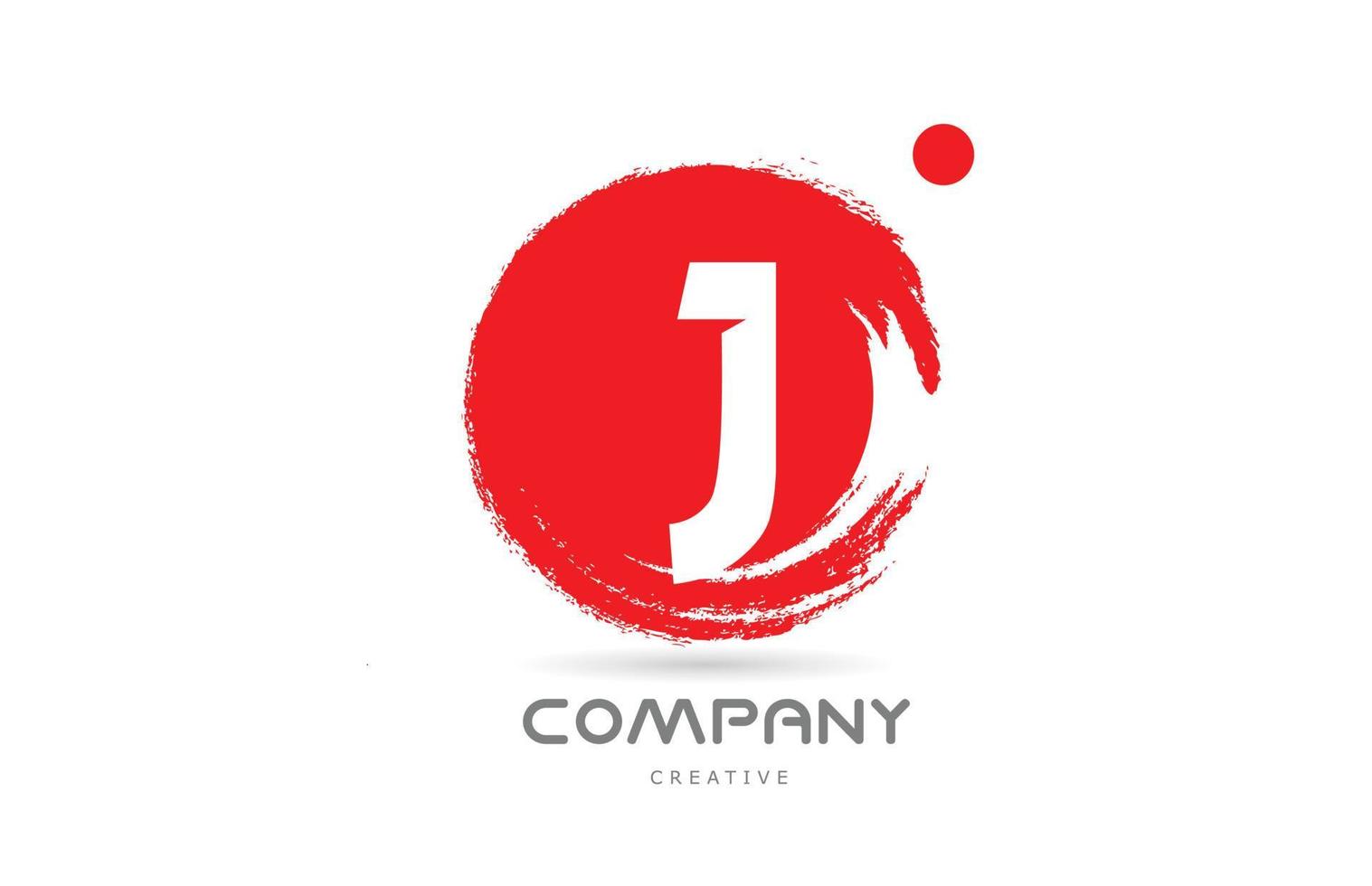rood j grunge alfabet brief logo icoon ontwerp met Japans stijl belettering. creatief sjabloon voor bedrijf en bedrijf vector