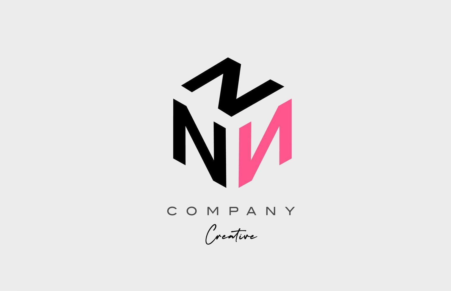 roze n drie brief alfabet brief logo icoon ontwerp. creatief sjabloon voor bedrijf en bedrijf vector
