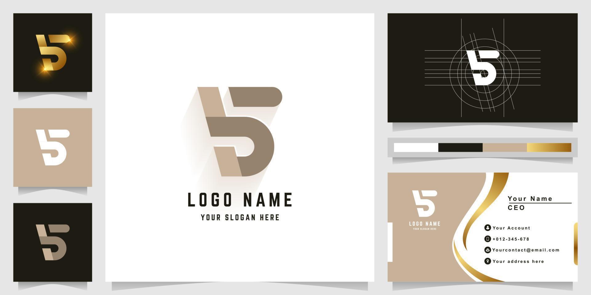 brief bs of b5 monogram logo met bedrijf kaart ontwerp vector