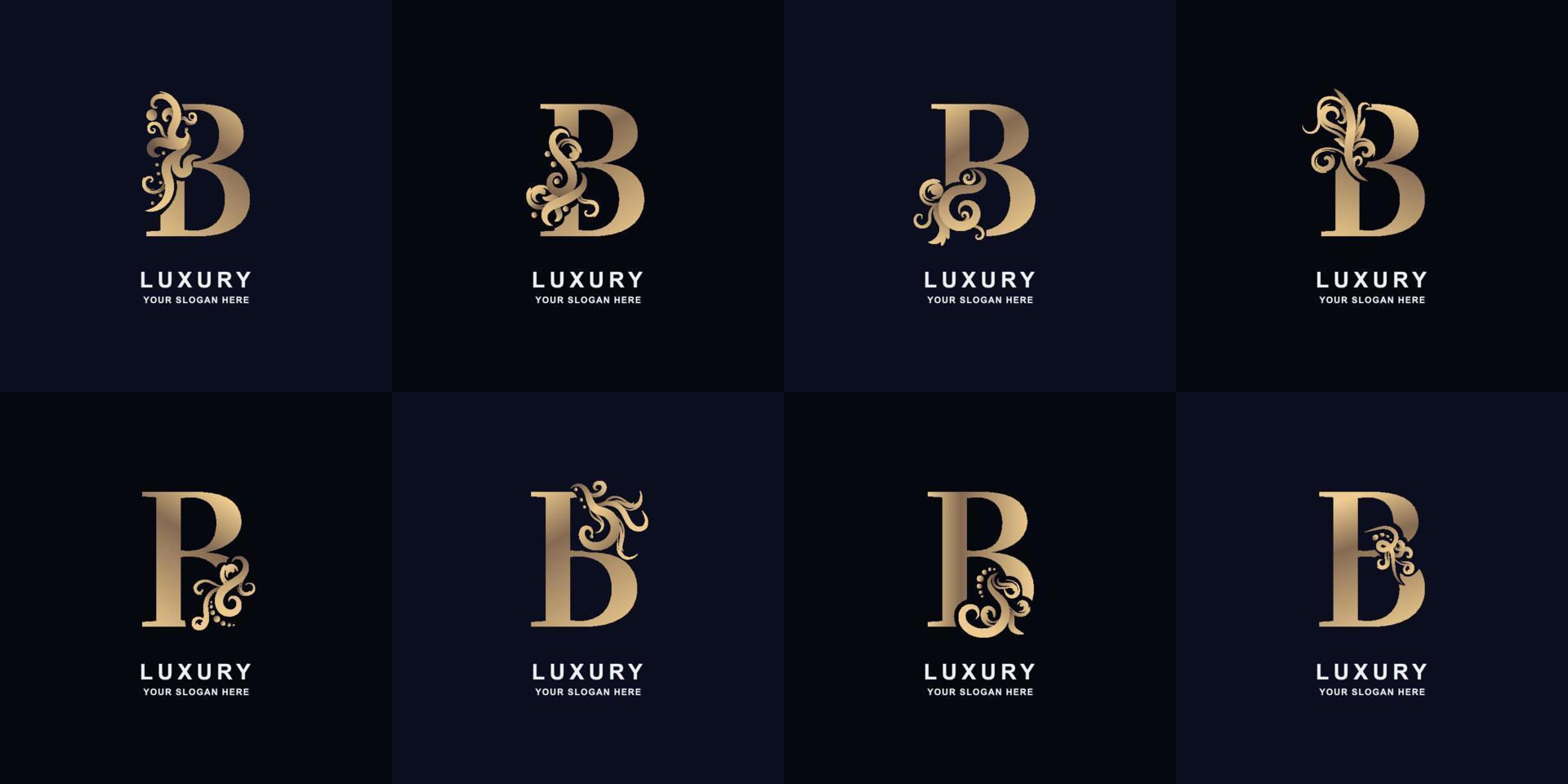 verzameling brief b logo met luxe ornament ontwerp vector