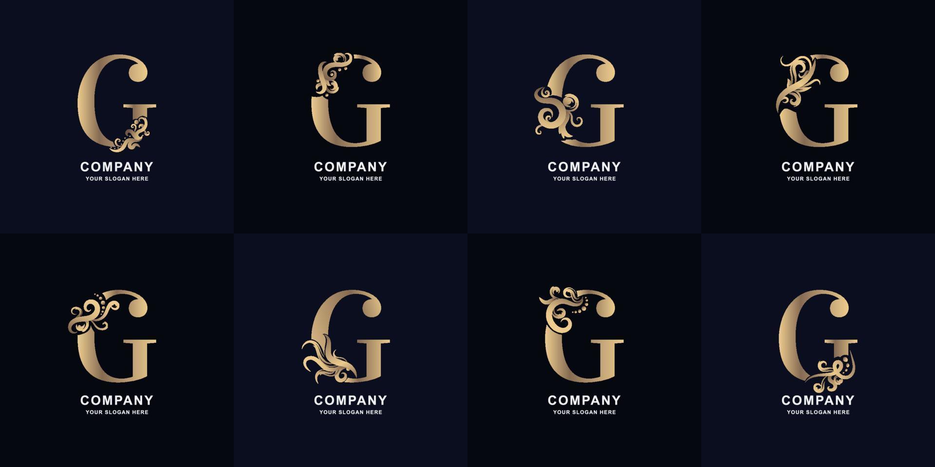 verzameling brief g logo met luxe ornament ontwerp vector