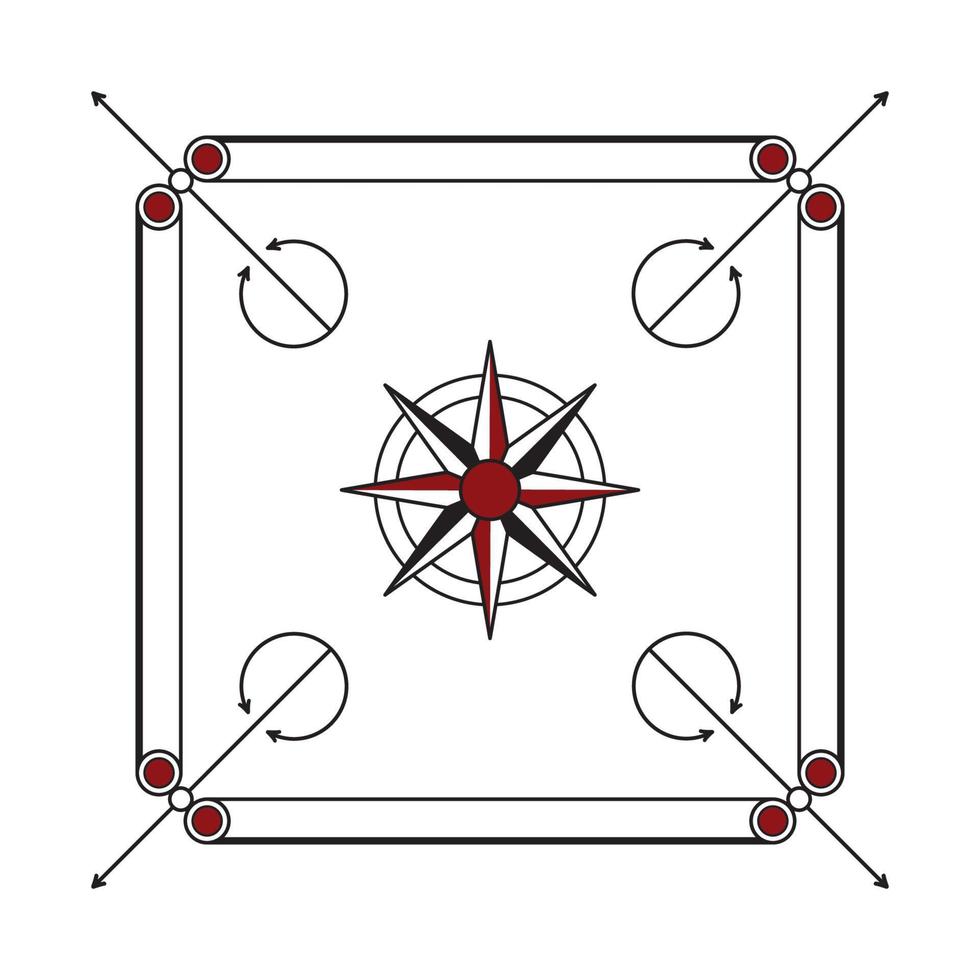 carambole of carrom Indisch bord spel. zwart en rood patroon. vector illustratie geïsoleerd Aan transparant achtergrond