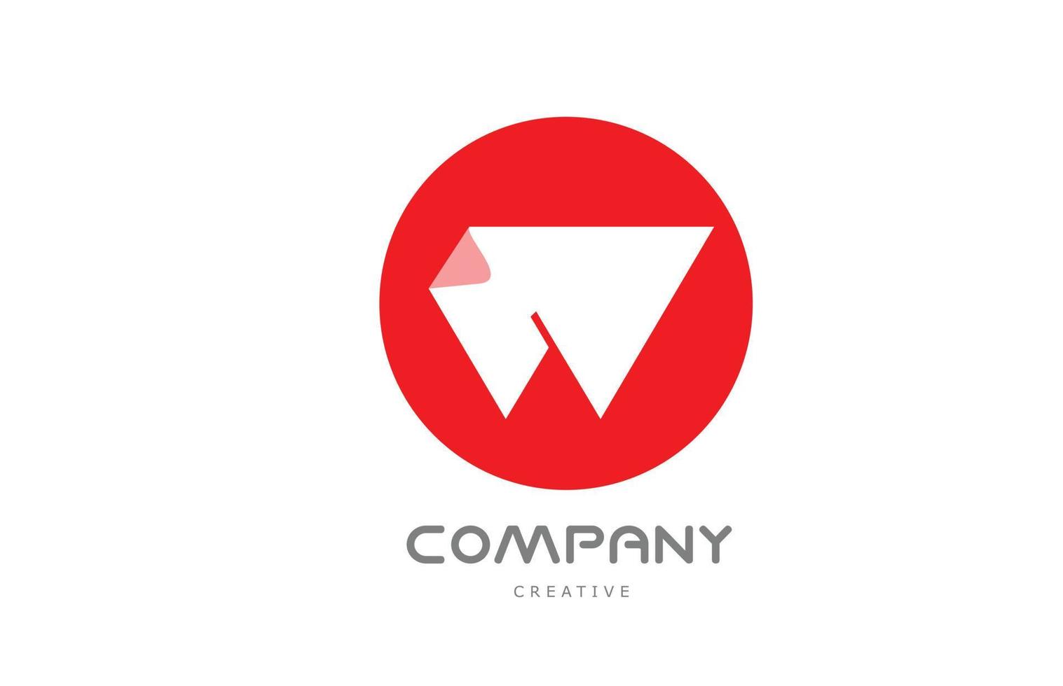 w meetkundig alfabet brief logo icoon ontwerp met gevouwen hoek en rood cirkel vector