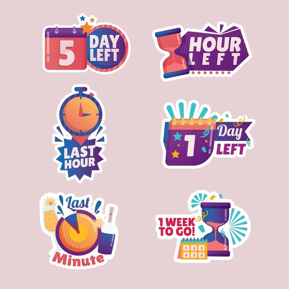 unieke countdown nieuwjaarssticker vector