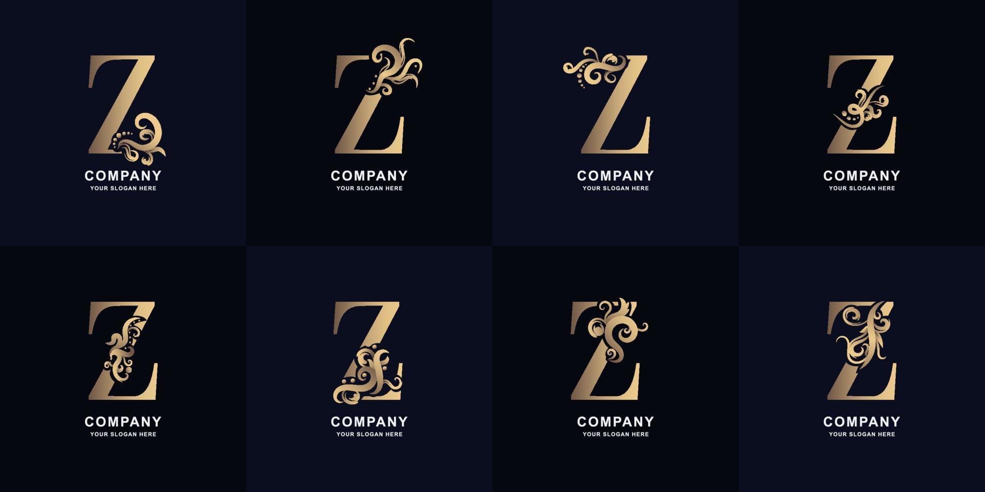 verzameling brief z logo met luxe ornament ontwerp vector